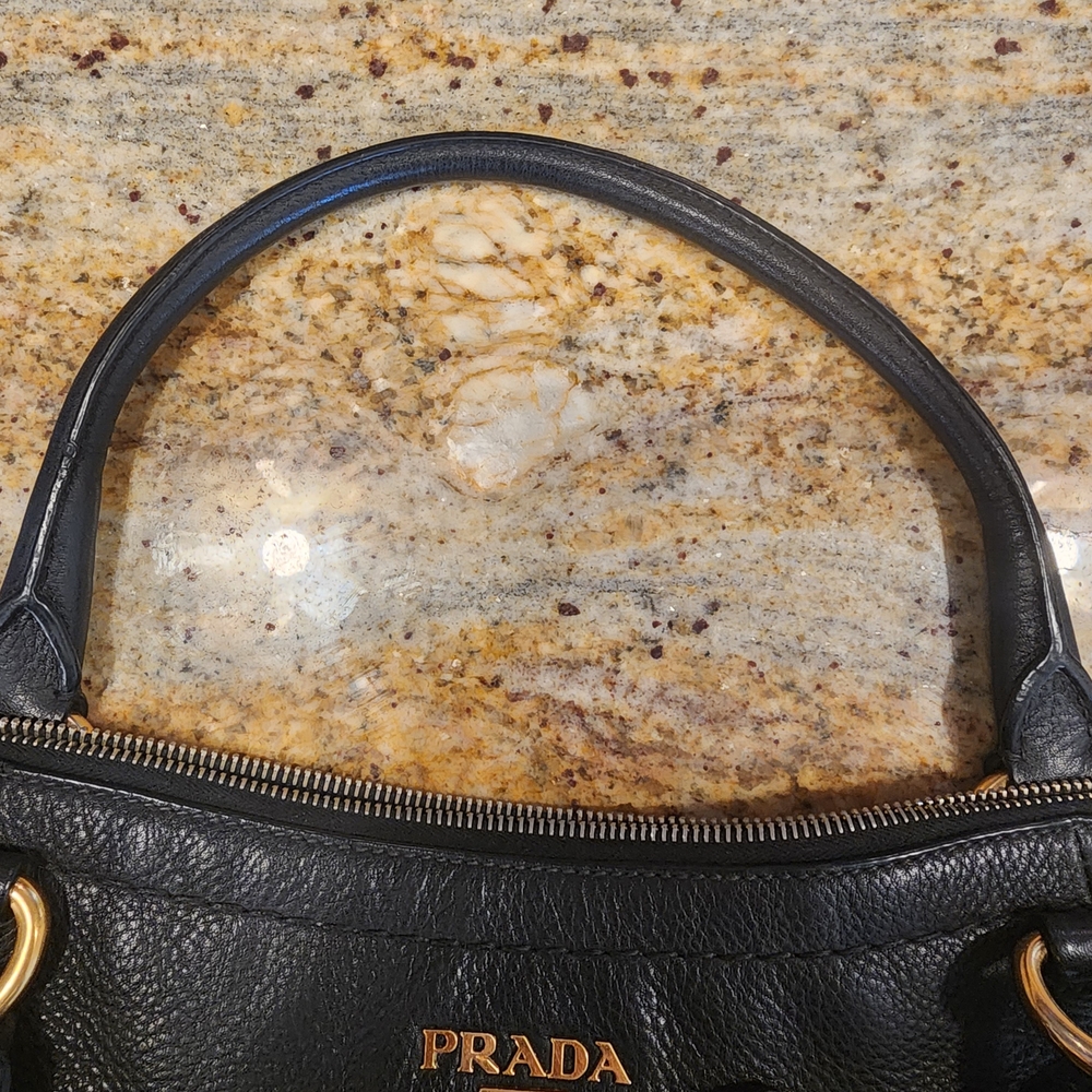 Prada Black Vitello Daino Leather Bag BR4420 Gold Brass Trim Excellent Condition - Picture 9 of 16
